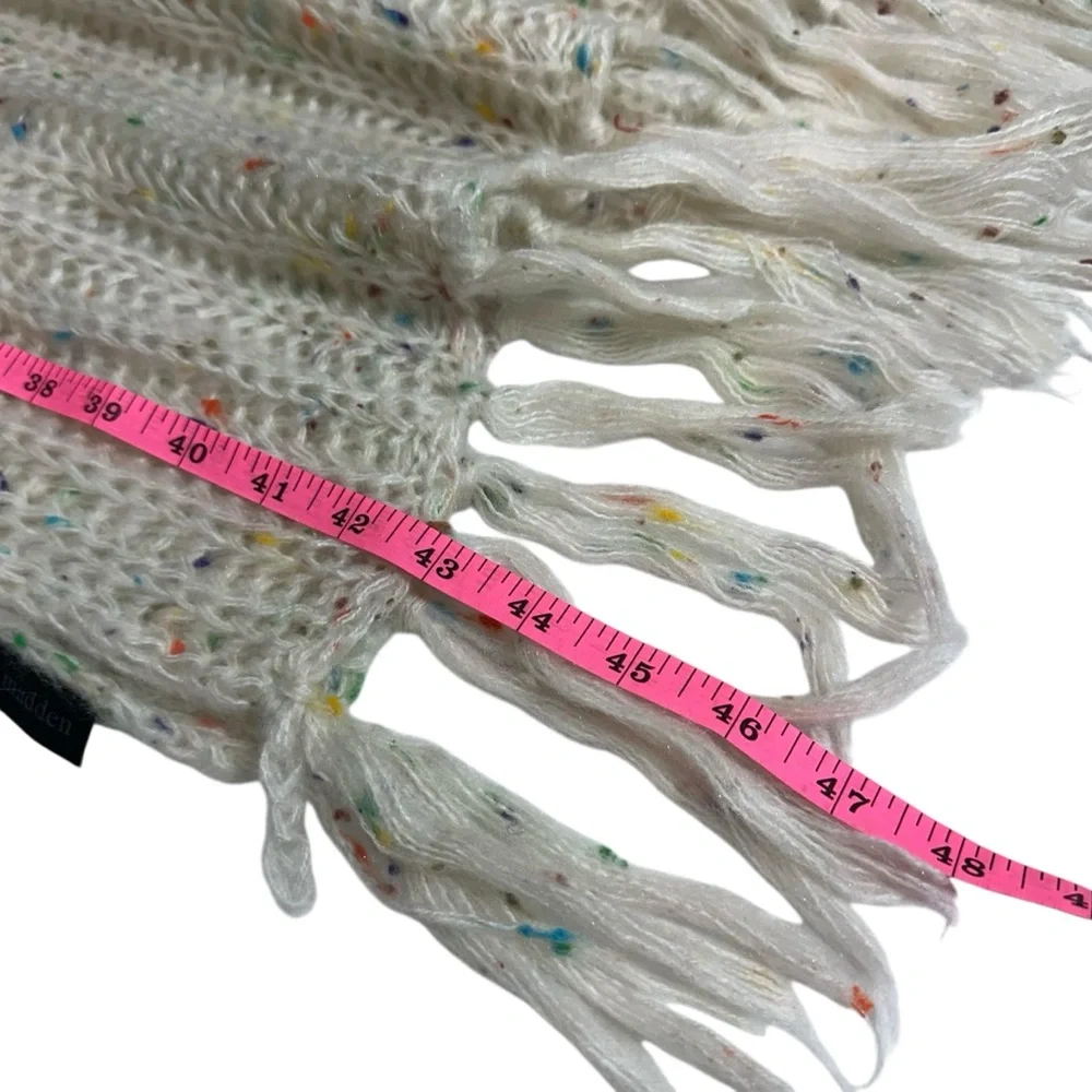 Steve Madden Open Knit Cream Rainbow Speckled Scarf‎